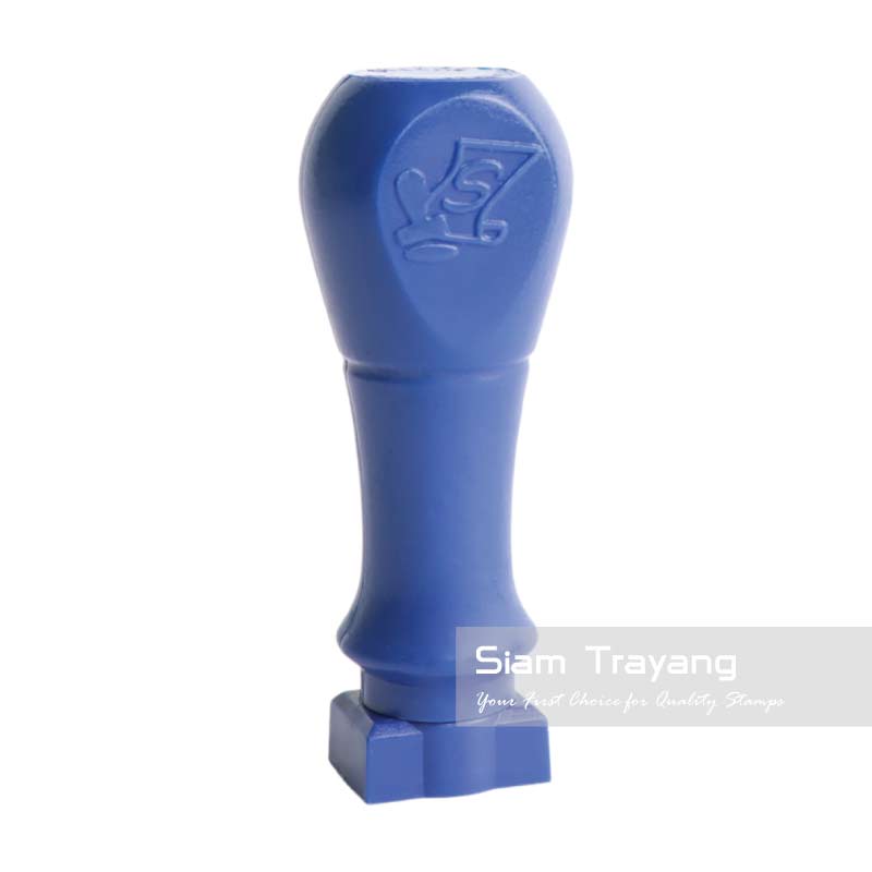 ตรายางด้ามพลาสติกสีน้ำเงิน ขนาด 1520