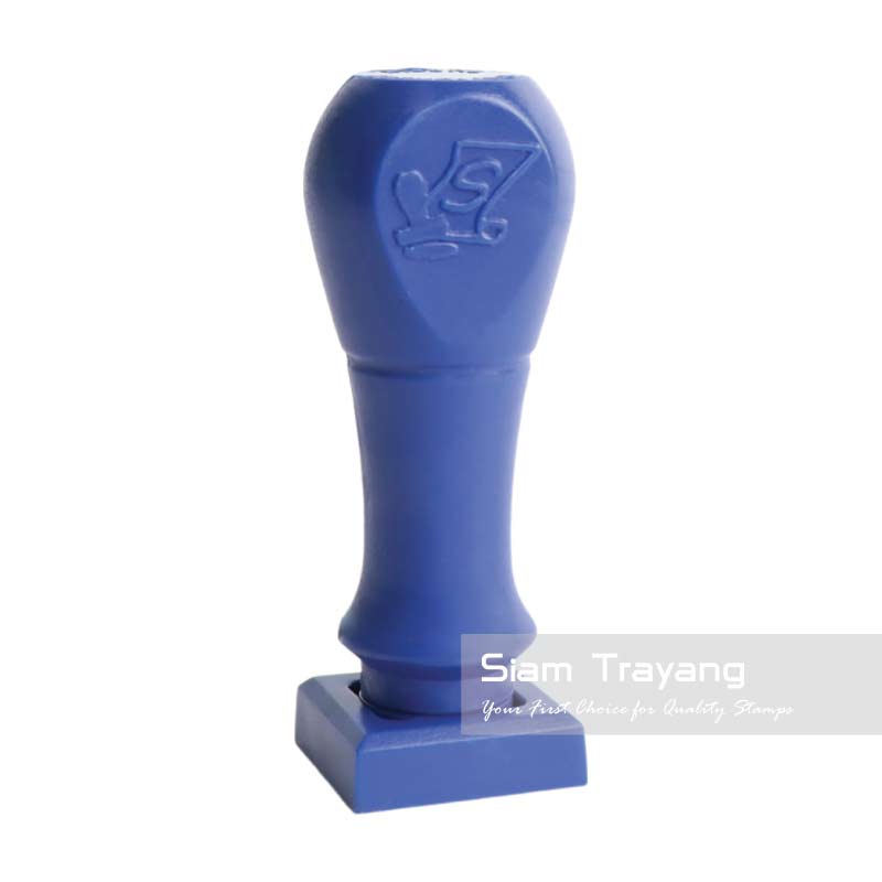 ตรายางด้ามพลาสติกสีน้ำเงิน ขนาด 2525