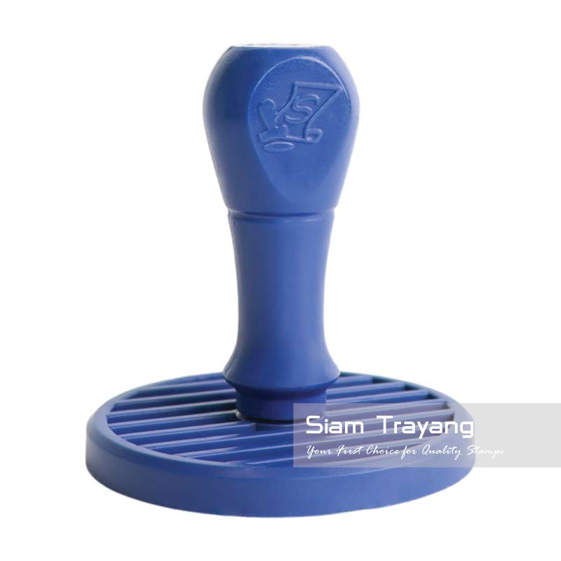 ตรายางด้ามพลาสติกสีน้ำเงิน ขนาด R70