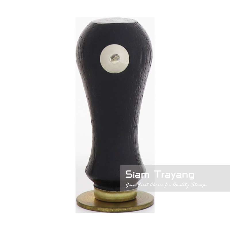 ตรายางด้ามไม้หัวทองเหลือง ขนาด R25